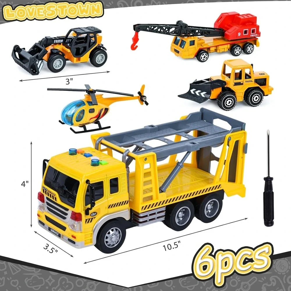 Loves Town Construction Truck Toy Set Lights Sounds Die-Cast Vehicles